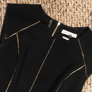 Rebecca Taylor black dress with gold zippers